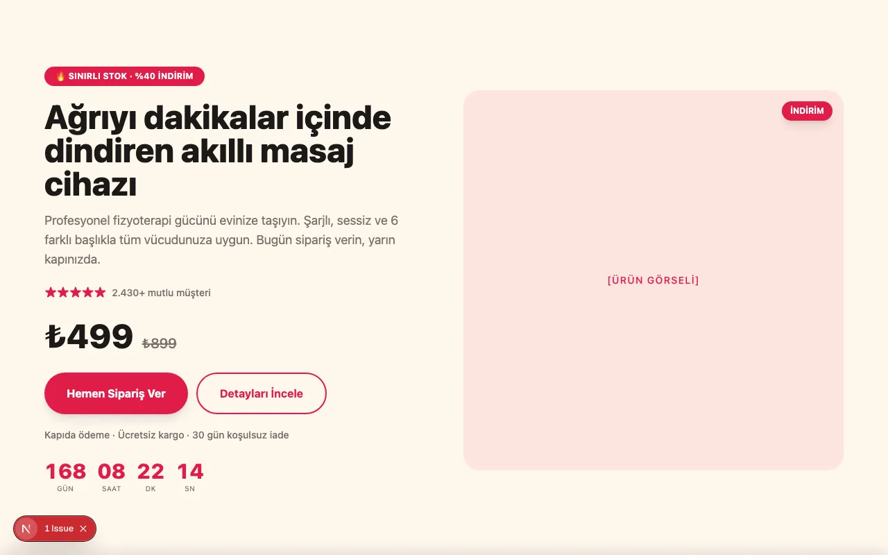 Funnel · Tek Ürün teması