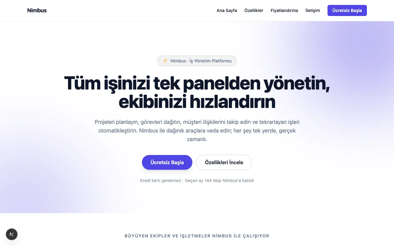 Nimbus SaaS teması
